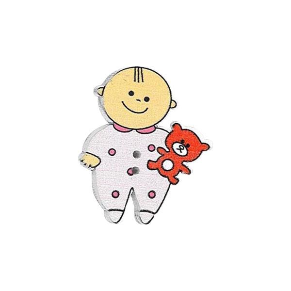 Sullivans Self Cover Button, Baby With Teddy- 30 cm x 35 mm