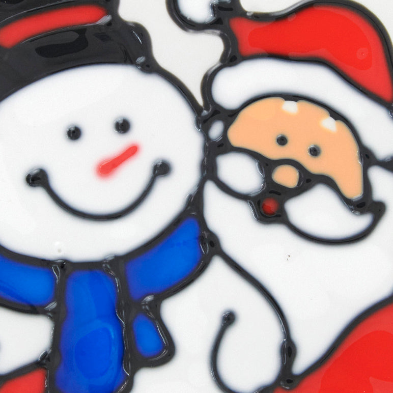 Christmas Window Cling, Santa And Snowman- 20x0.16x20cm