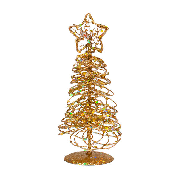 Christmas Wire Tree, Gold- 6.7x14.5cm
