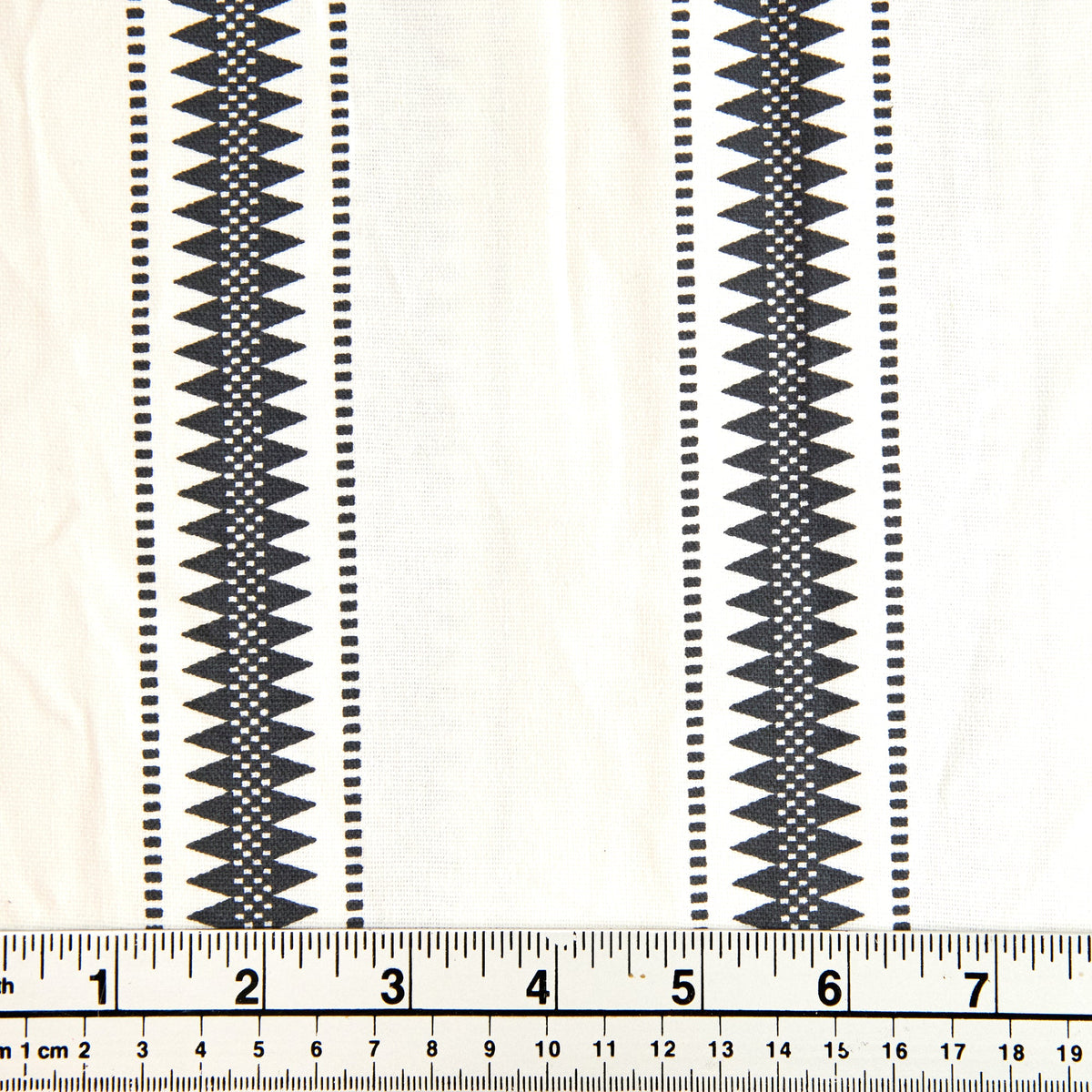 Printed Cotton Duck Fabric, Grey Zig Zag Line- Width 140cm