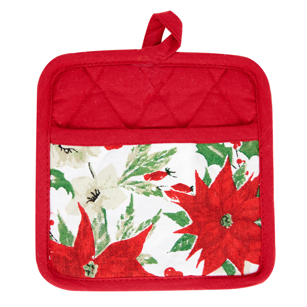 Christmas Potholder Poinsettia Printed- 18x18cm
