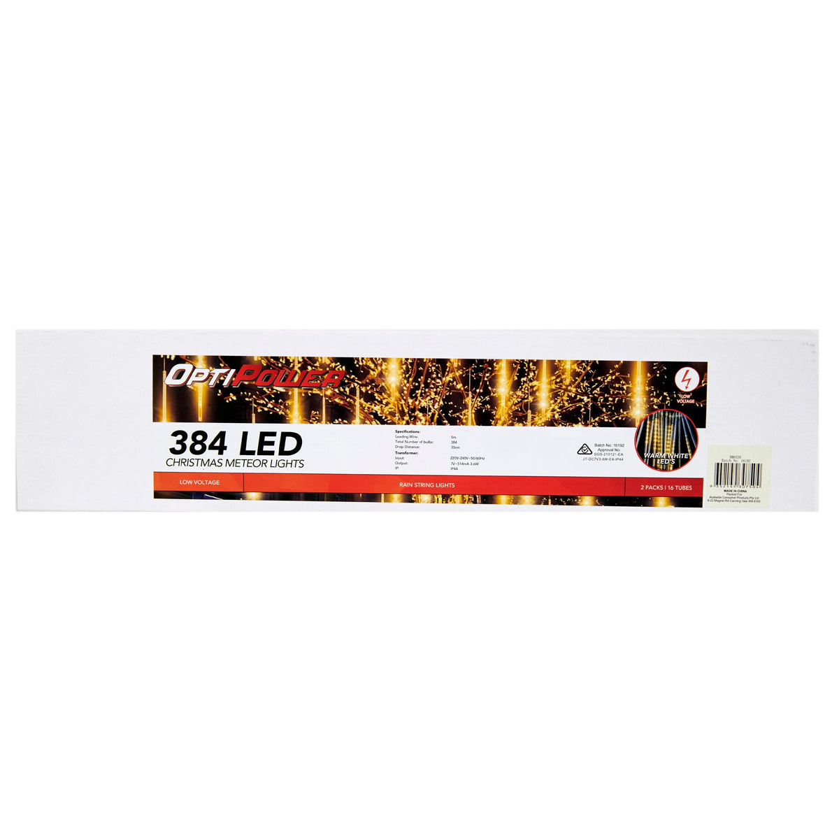 Christmas Outdoor 5m Meteor Lights 24 SMD 384 LED IP44- 2pk