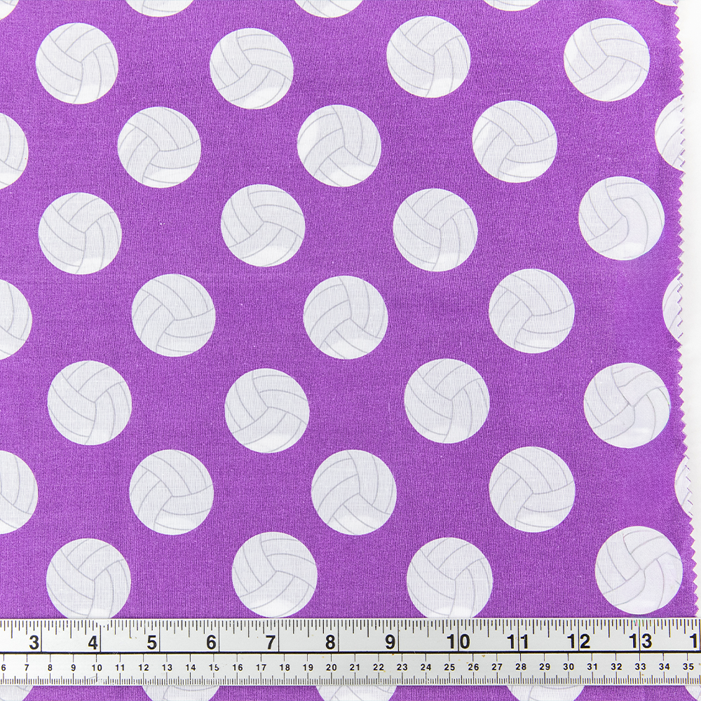 Print Craft & Quilting Fabric, Volleyball On Purple- Width 112cm