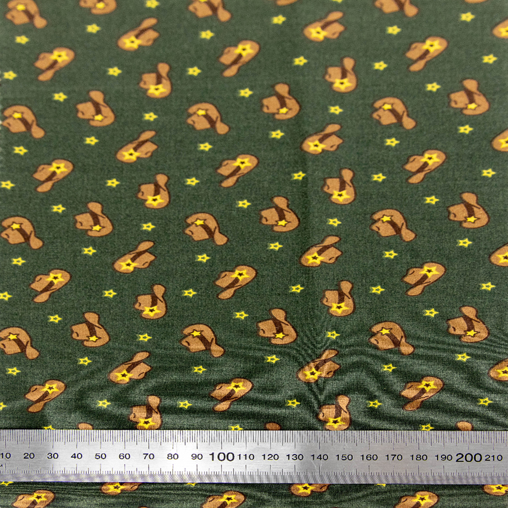 Print Craft & Quiltng Fabric, Cowboy Hat & Star -Width 110cm
