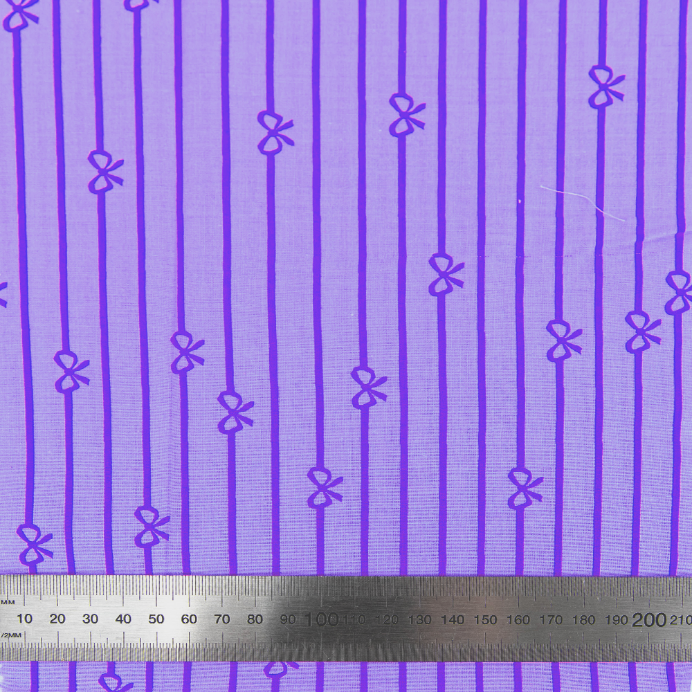 Print Craft & Quilting Fabric, Stripe & Bow -Width 110cm