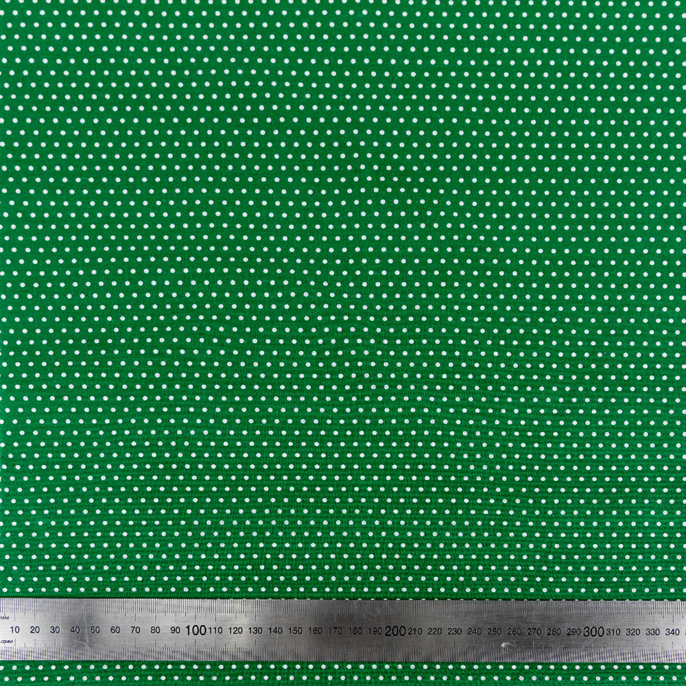 Print Craft & Quiltng Fabric, Green Pin Dot-Width 110Cm