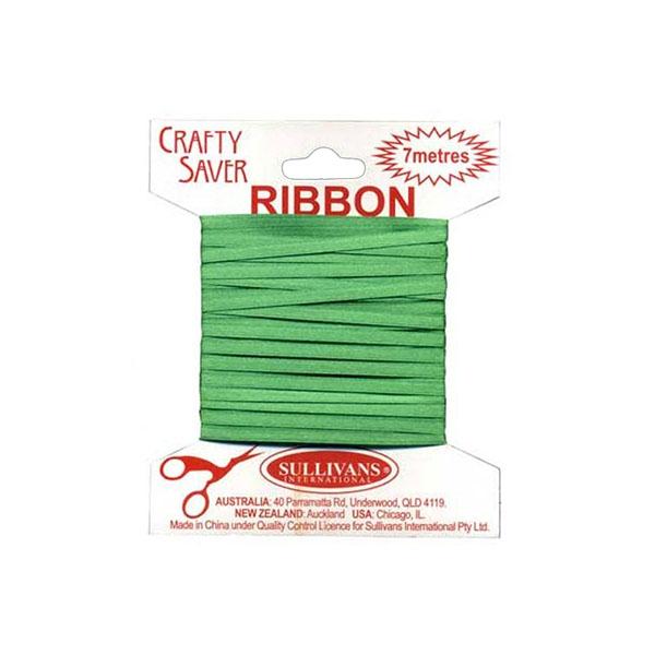 Sullivans Ribbon Satin Single Sided on Card, Emerald- 3 mm