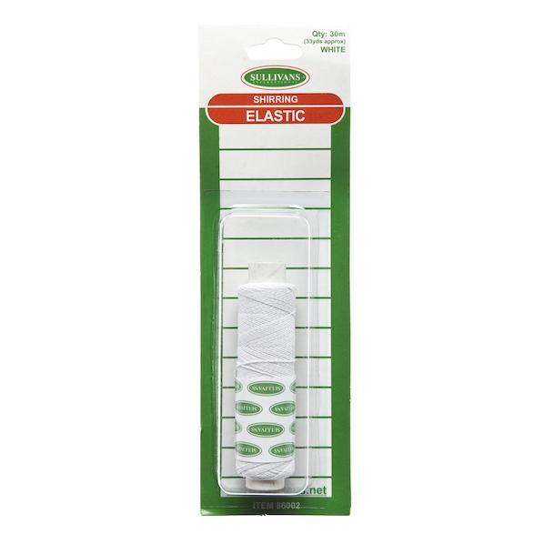 Sullivans Shirring Elastic, White- 30m