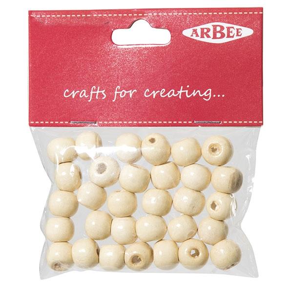 Arbee Wood Beads, Round 10mm Natural- 30pc