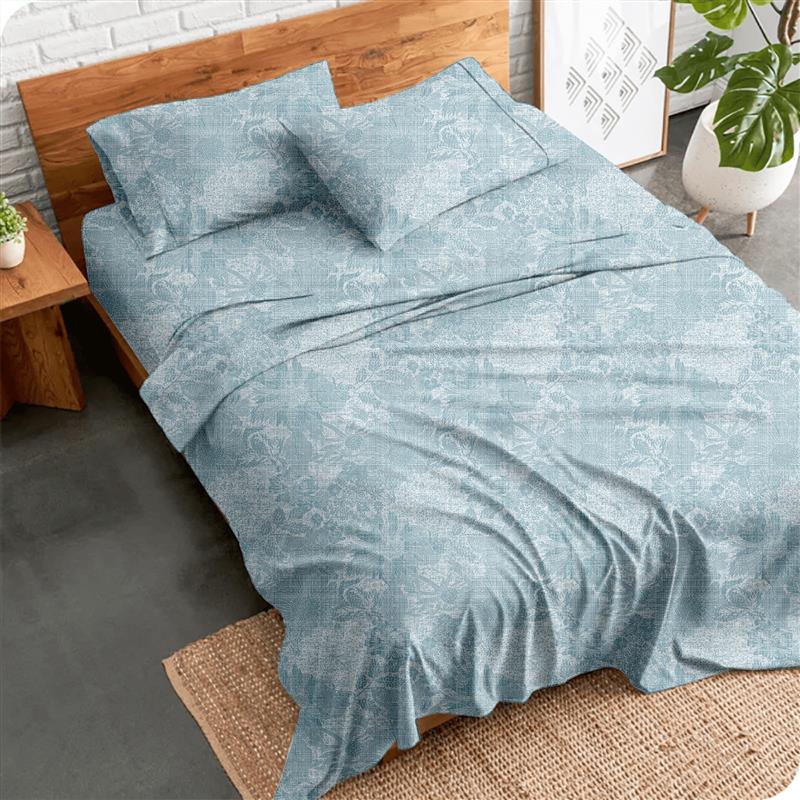 Alaria Printed Cotton Sheet Set, Garden- Double Bed