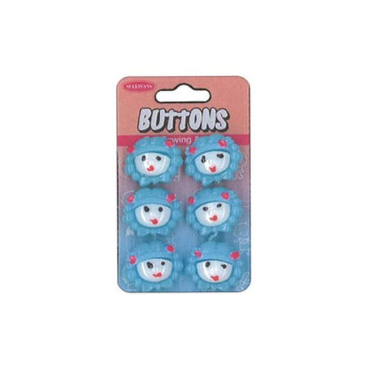 Sullivans Plastic Button, Blue Girl