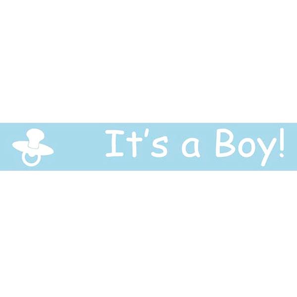 Sullivans Satin Ribbon, It's A Boy Light Blue White- 25mm