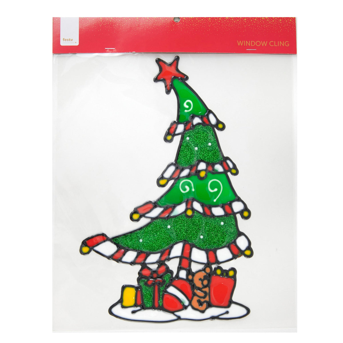 Christmas Window Cling, Tree- 30x0.16x33cm