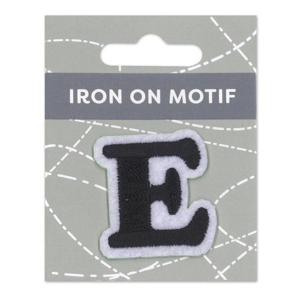 Sullivans Iron On Motif, Black E- 35mm