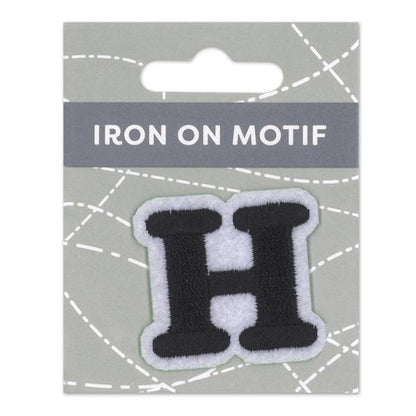 Sullivans Iron On Motif, Black H- 35mm