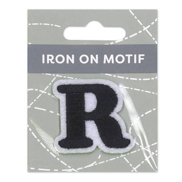 Sullivans Iron On Motif, Black R- 35mm