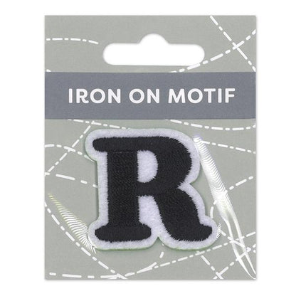 Sullivans Iron On Motif, Black R- 35mm