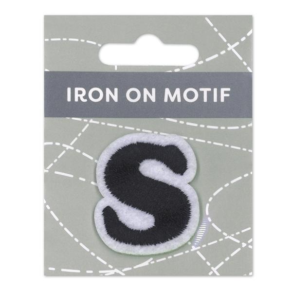 Sullivans Iron On Motif, Black S- 35mm
