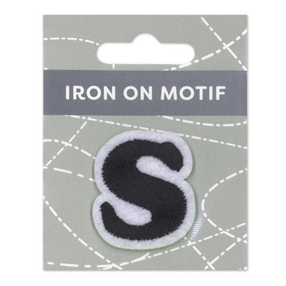 Sullivans Iron On Motif, Black S- 35mm