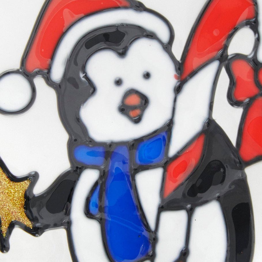 Christmas Penguin With Candy Cane With Cling- 20x0.16x20cm