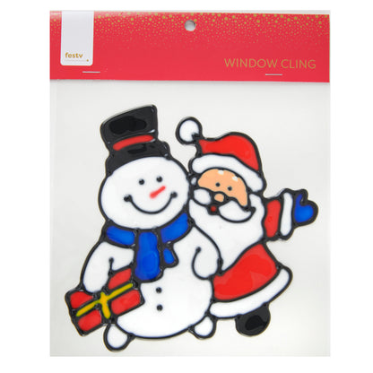 Christmas Window Cling, Santa And Snowman- 20x0.16x20cm