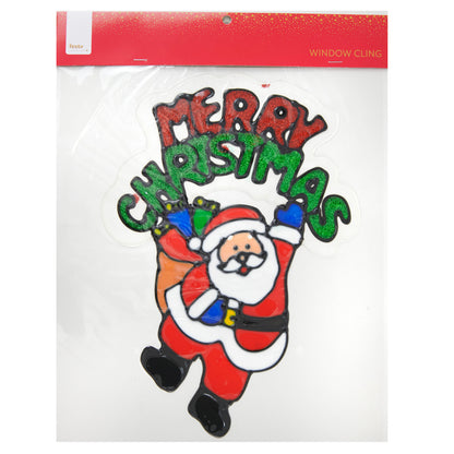 Christmas Window Cling, Santa Merry Christmas- 30x0.16x33cm