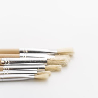 Makr Hog Bristle Brush Set, Flat and Round- 6pk
