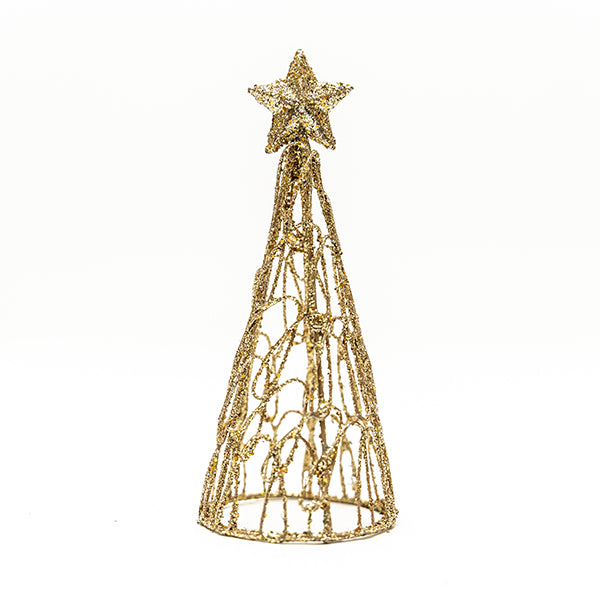 Christmas Metal Table Tree, Gold- 6x15cm