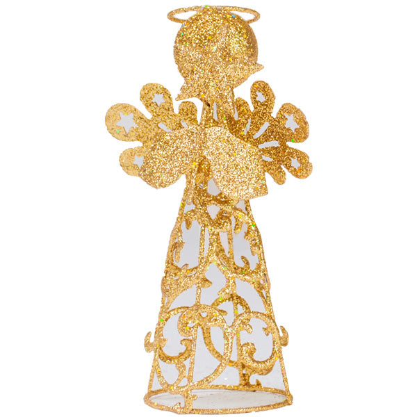 Christmas Angel Holding Star & Horn, Gold- 8.5x5.3x14cm