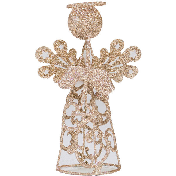 Christmas Angel Holding Star & Horn, Champagne- 8.5x5.3x14cm