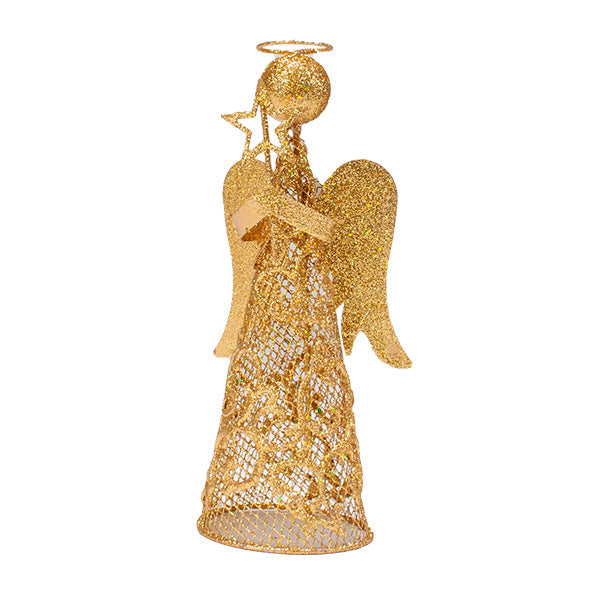 Christmas Gold Angel with Star, Gold- 10x8x20cm