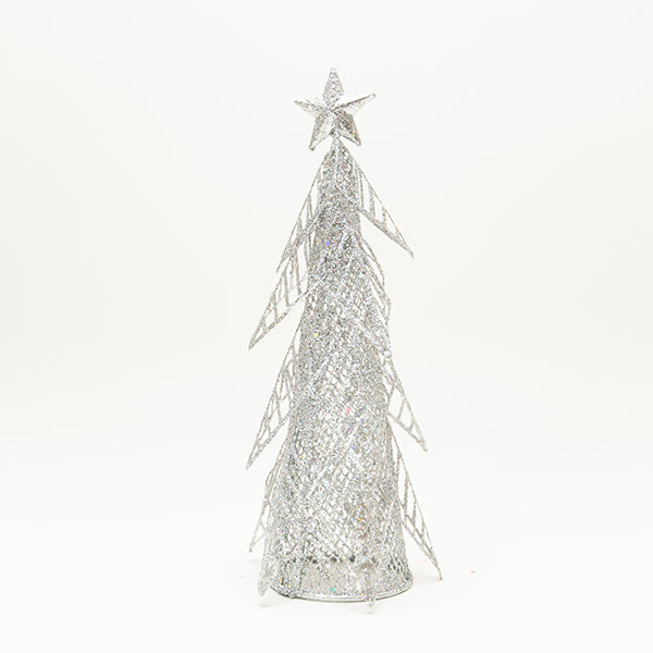 Christmas Metal Table Tree, Silver- 25cm