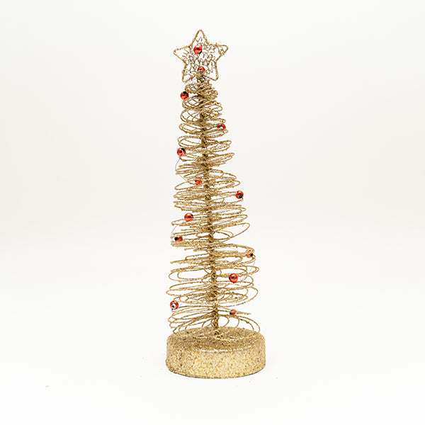 Christmas Metal Table Tree, Gold- 8.5x30cm