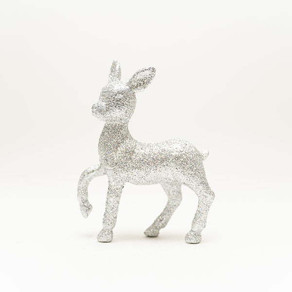 Christmas Glitter Reindeer, Silver- 11x4x15.5cm