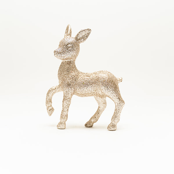 Christmas Glitter Reindeer, Champagne Gold- 11x4x15.5cm