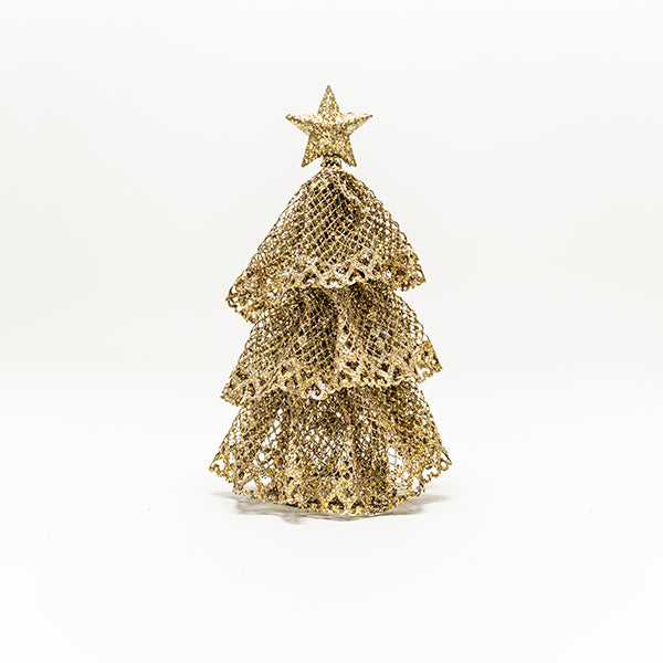 Christmas Metal Tree, Gold- 9x19cm