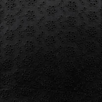 Broderie Anglaise Fabric, Black- 130cm