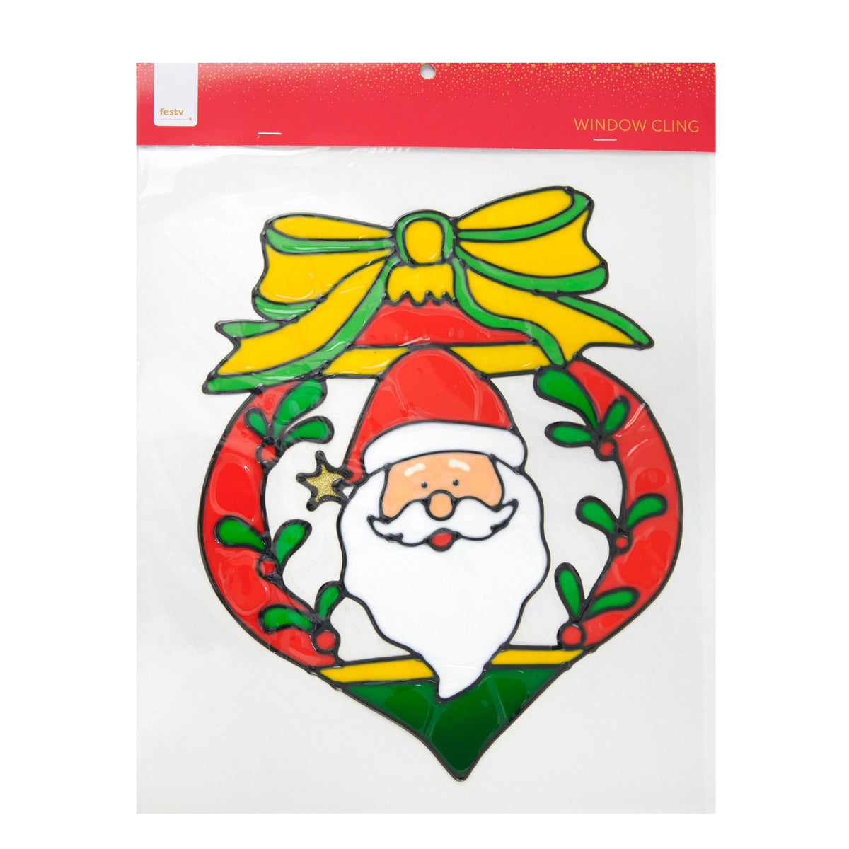 Christmas Window Cling, Santa Window- 30x0.16x33cm