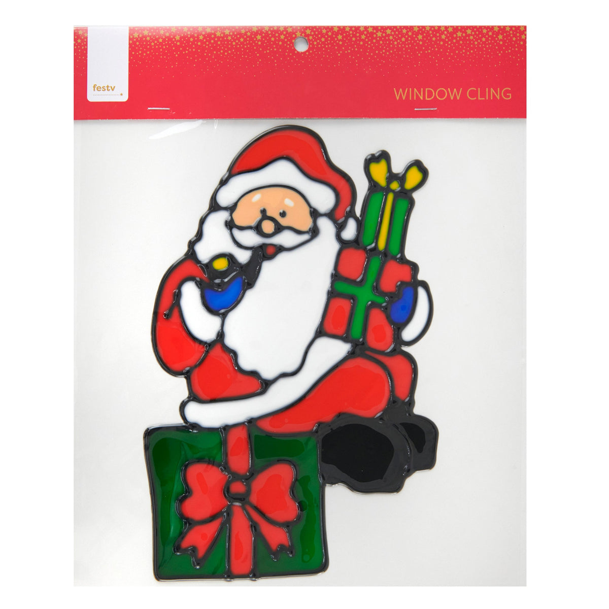 Christmas Window Cling, Wreath With Bow- 25x0.16x25cm
