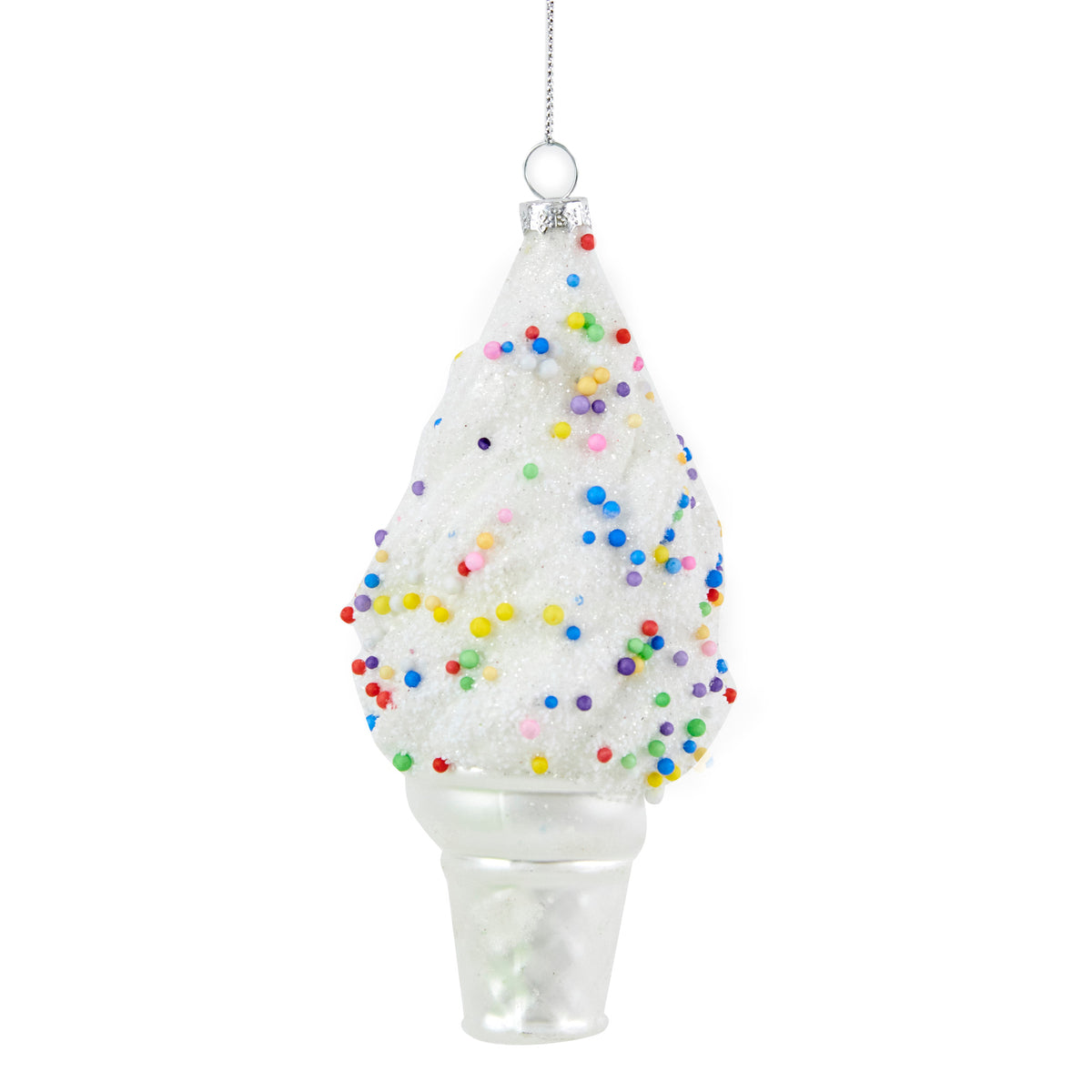 Christmas Glass Figure, White Ice Cream- 6.8x7.2x15.2cm