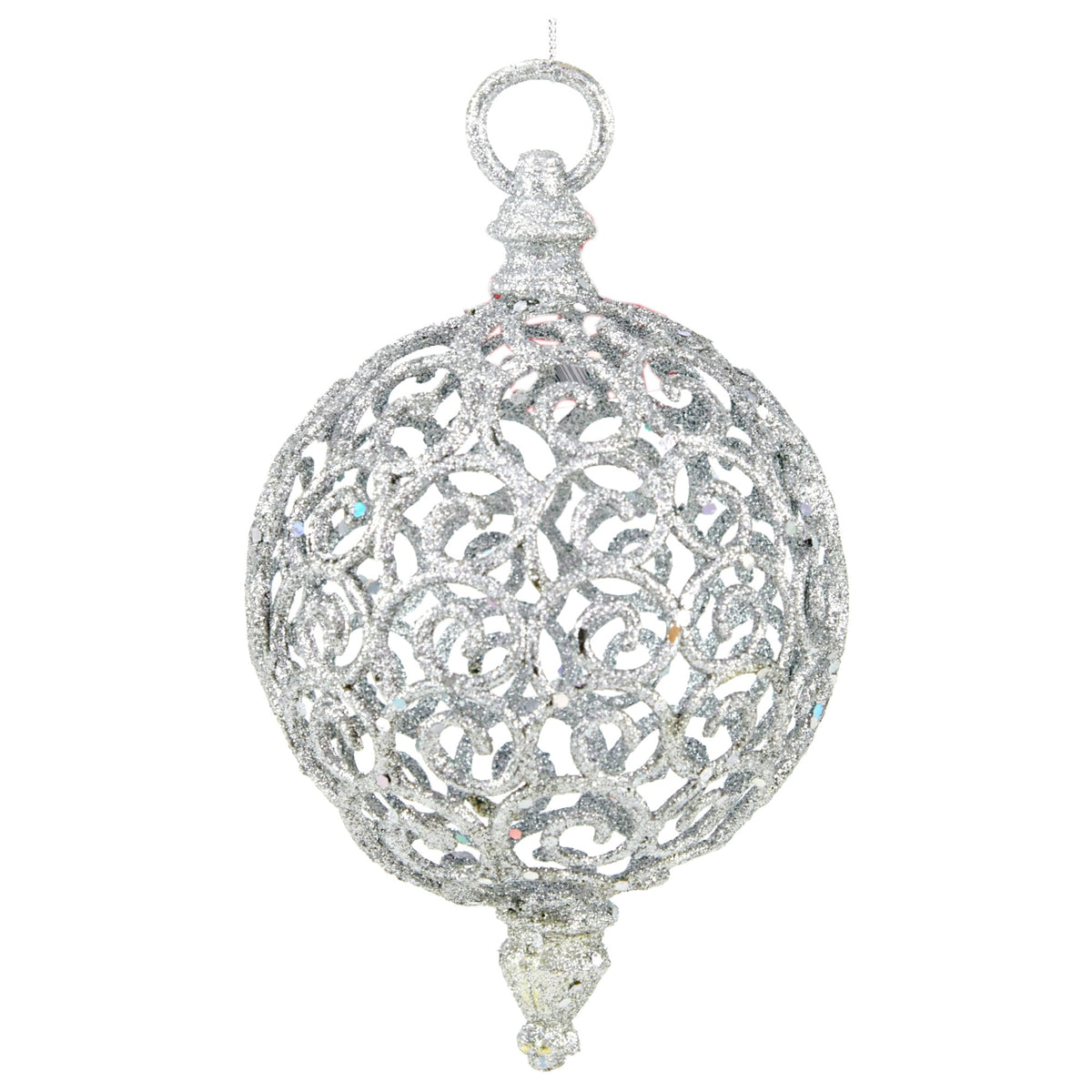 Christmas Ball Glitter Hollow Onion, Silver- 12x23cm