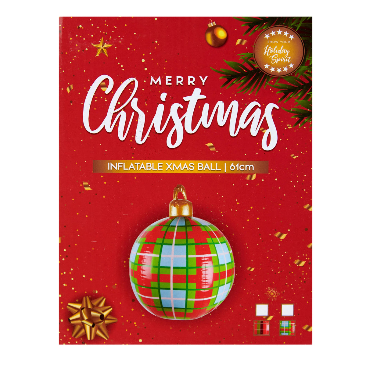 Christmas Inflatable Christmas Ball Decoration, 2 Assorted- 61cm