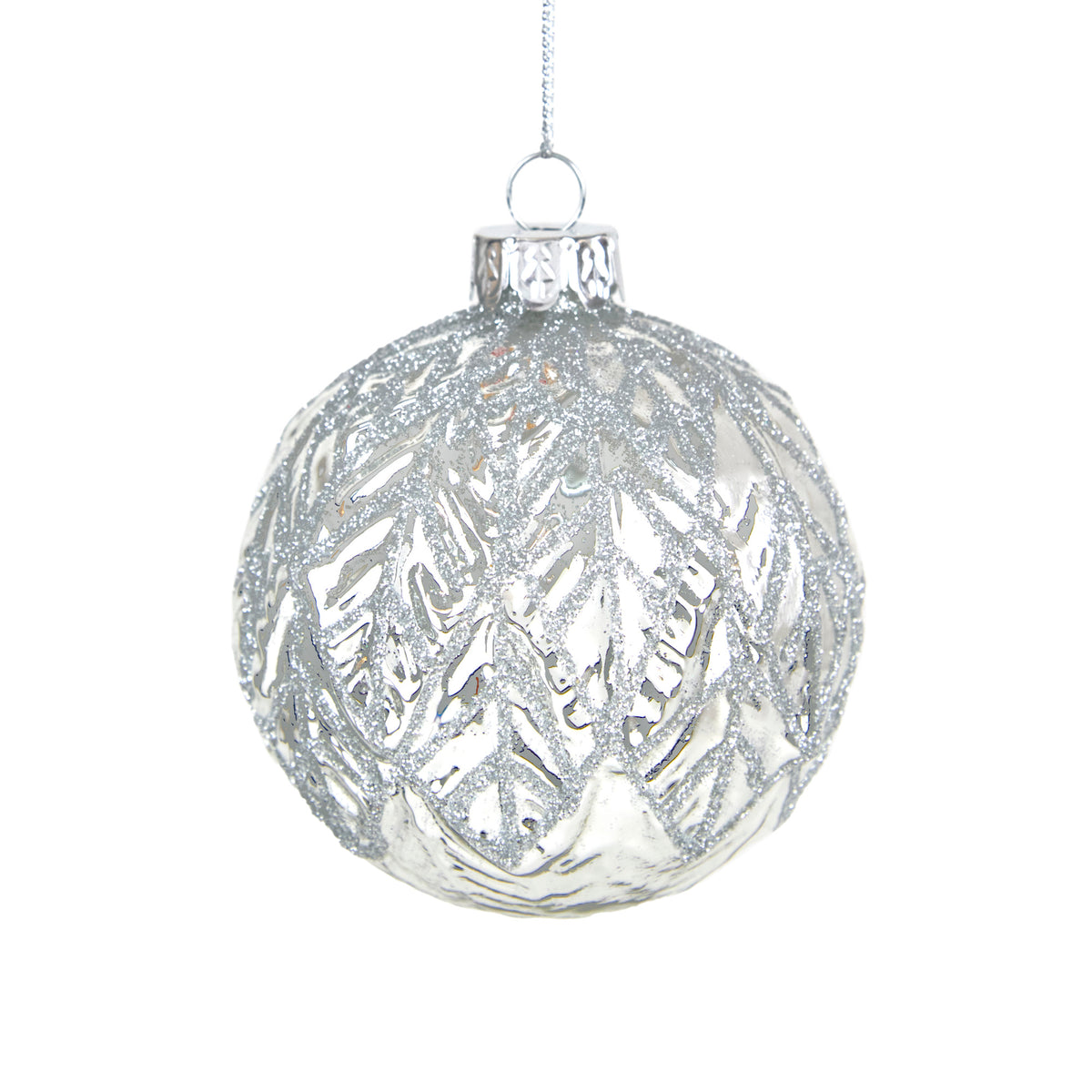 Christmas Bauble, Leaf Pattern Assorted- 8cm