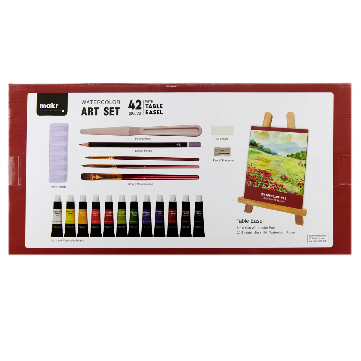 Makr Watercolour Art Set With Table Easel,42pce