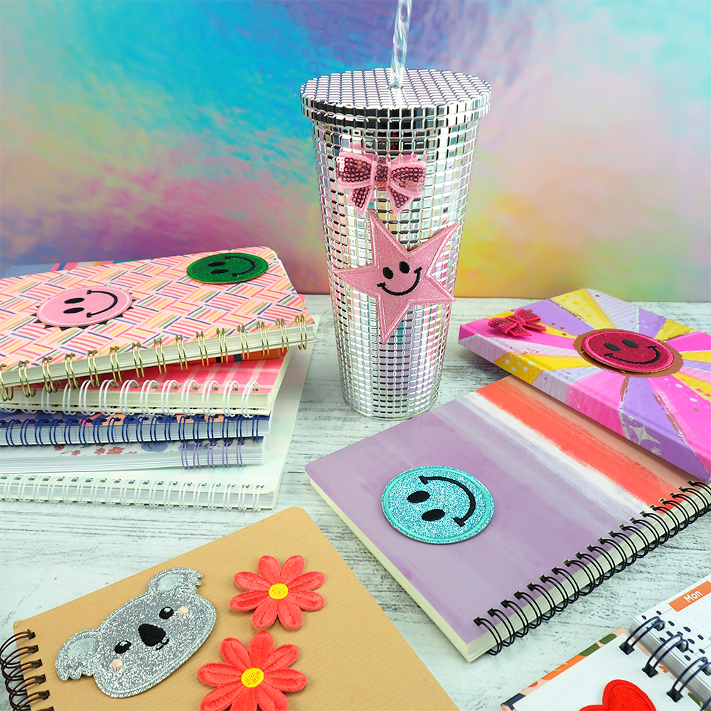 Arbee Crafty Patch, Smiley Star Glitter, Pink- 85mm 1pc