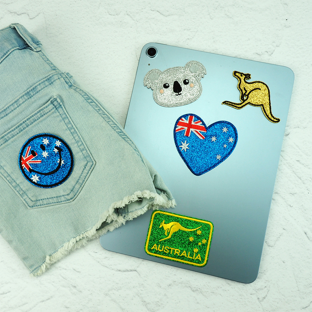 Arbee Crafty Patch, Australia Heart Glitter Flag- 1pc