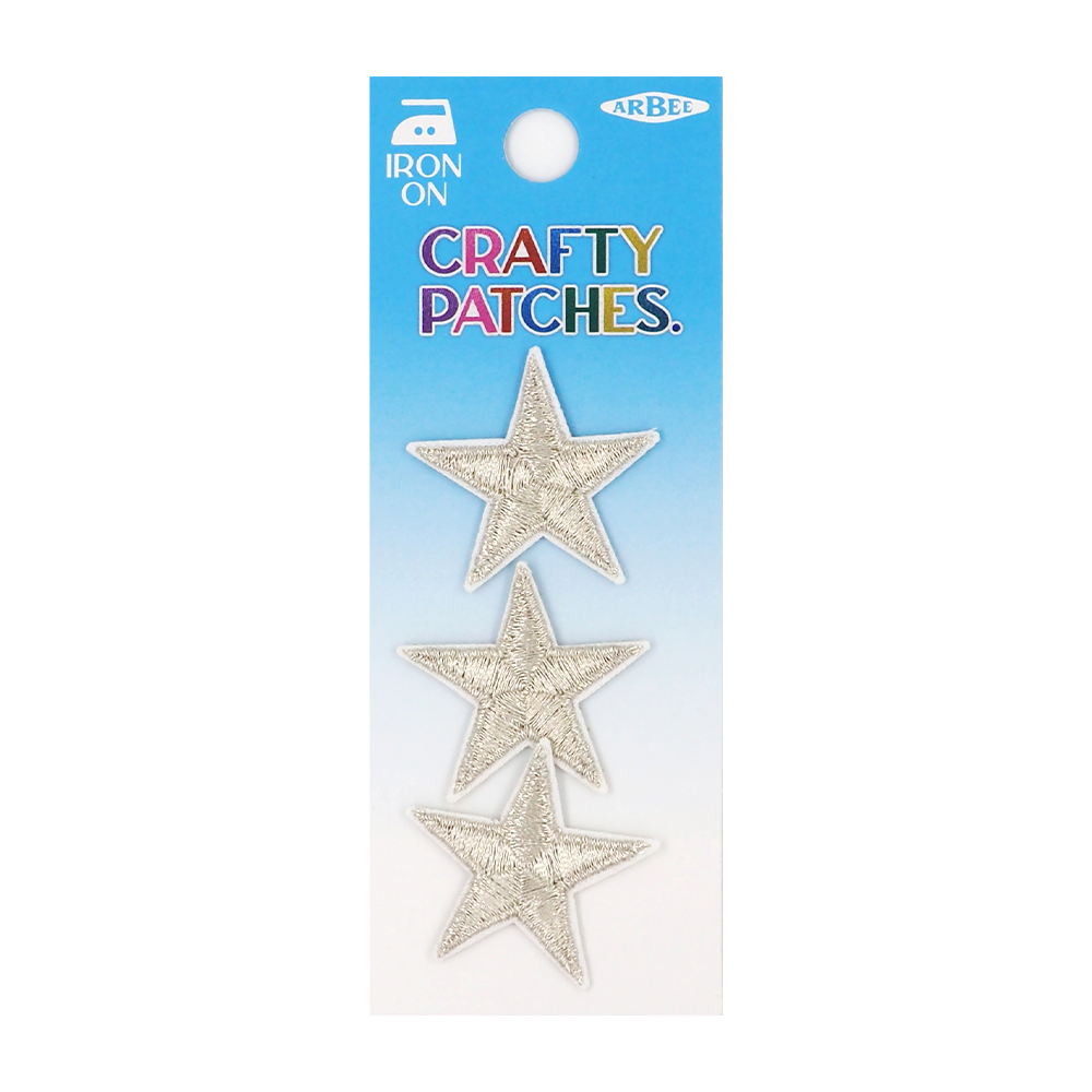 Arbee Crafty Patch, Military Silver Stars- 3pc