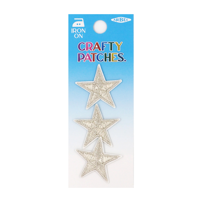 Arbee Crafty Patch, Military Silver Stars- 3pc