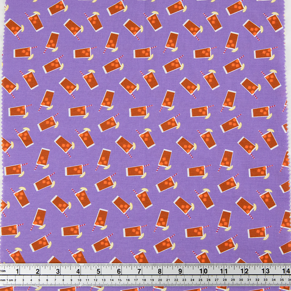Print Craft & Quilting Fabric, Iced Tea On Purple- Width 112cm