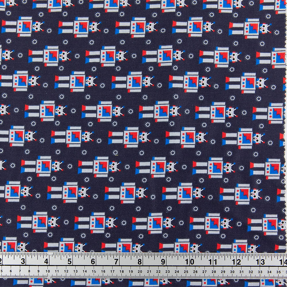 Print Craft & Quilting Fabric, Robots And Gear- Width 112cm